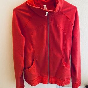 coral /red lululemon cotton jacket !